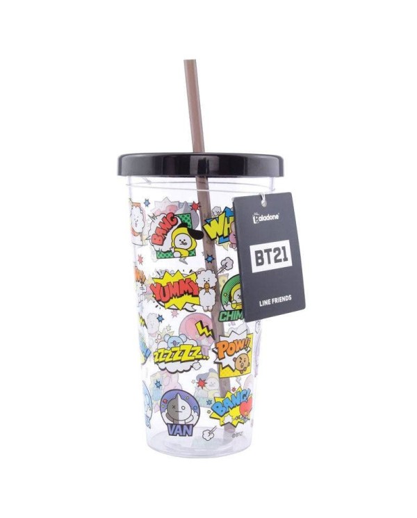 Vaso con pajita viñetas BT21