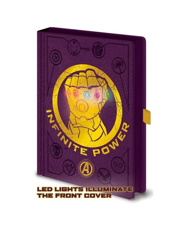 Cuaderno A5 Thanos Vengadores Infinity War Avengers Marvel luces LED