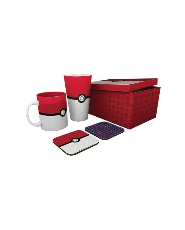 POKEMON - Pack Vaso XXL + Tazag + 2 Posavasos "Pokéball"  5028486480098