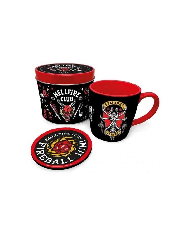 Set lata regalo Hellfire Club Stranger Things taza y posavasos .