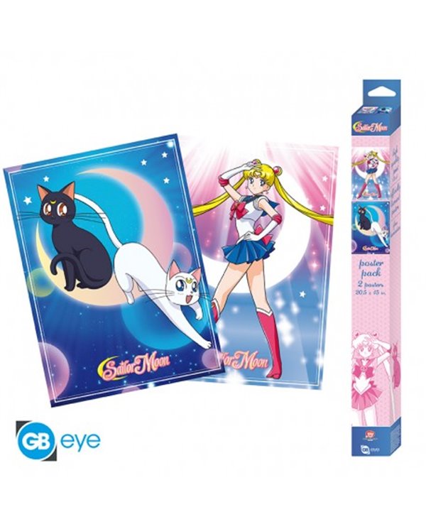 SAILOR MOON - Set 2 Posters Chibi 52x38 - Sailor Moon y gatos