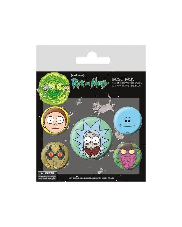 Rick and Morty Pack 5 Chapas Heads